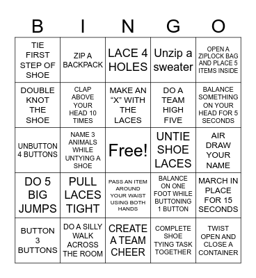 Life Skills BINGO Card