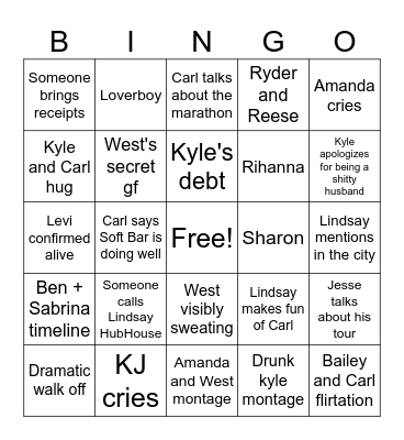Summer House Reunion Bingo Card