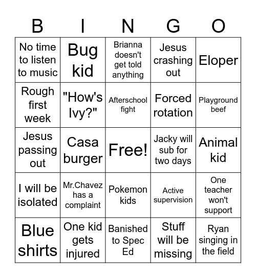 Summer Bingo Card
