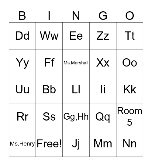 ABC Bingo Card