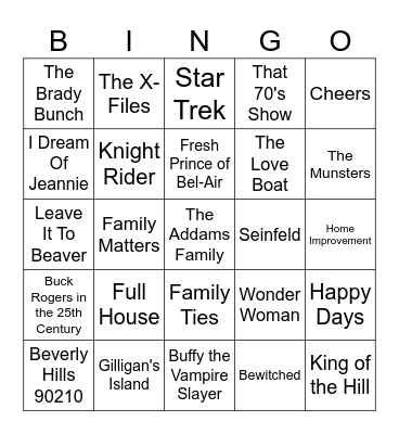 Retro TV Show Theme Bingo Card