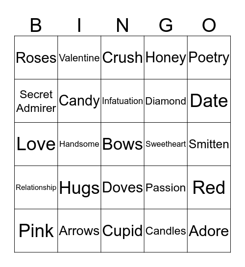 Valentine's Day Bingo Card