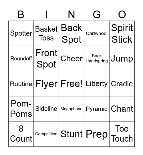 Cheer Bingo Card