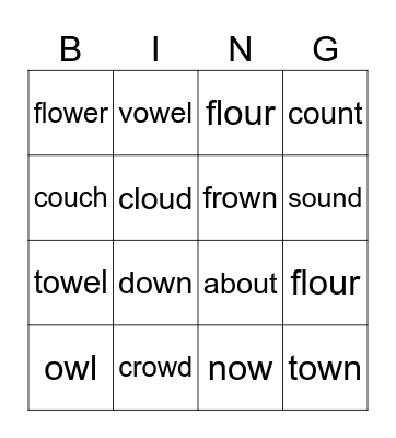 ou/ow bingo Card