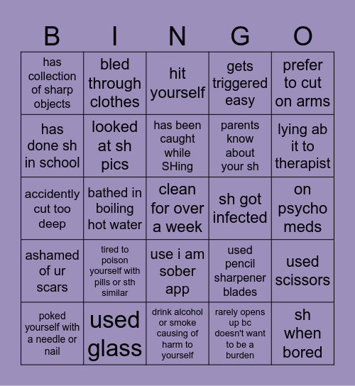 shtwt bingo Card