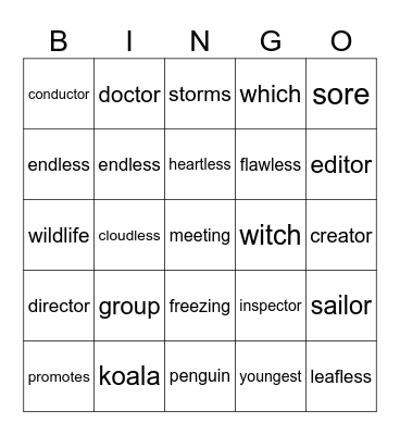 Year 4 Spelling Words Bingo Card