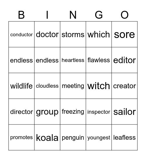 Year 4 Spelling Words Bingo Card