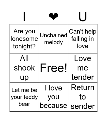 Elvis Bingo Card
