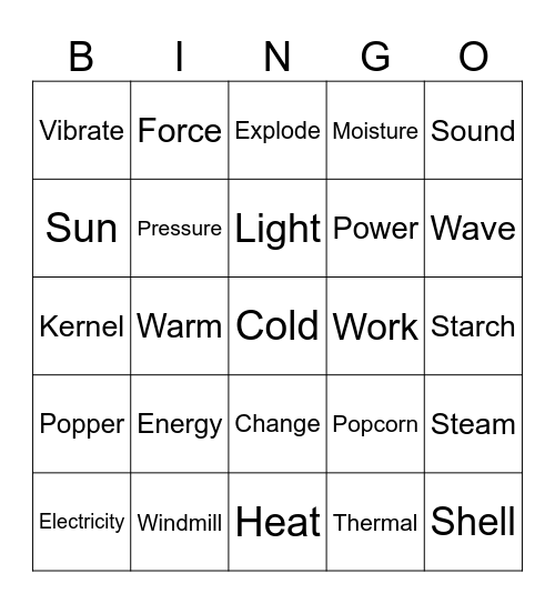 STEAM Energy Bingo Card