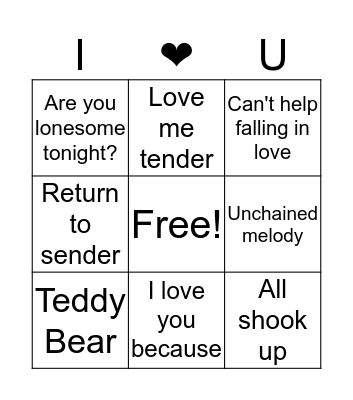 Elvis Bingo Card