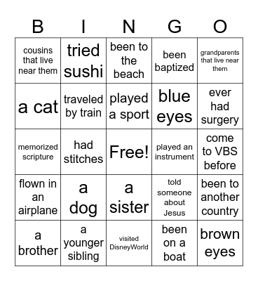 Find Someone Who Has.... Bingo Card
