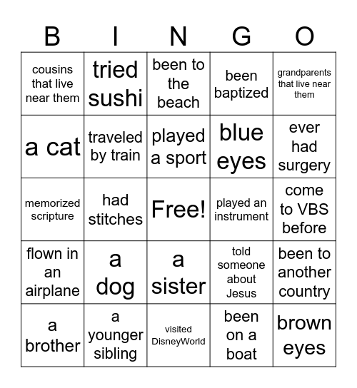 Find Someone Who Has.... Bingo Card