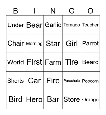 R Sound Bingo! Bingo Card