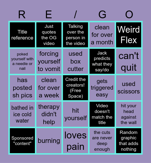 shtwt bingo Card