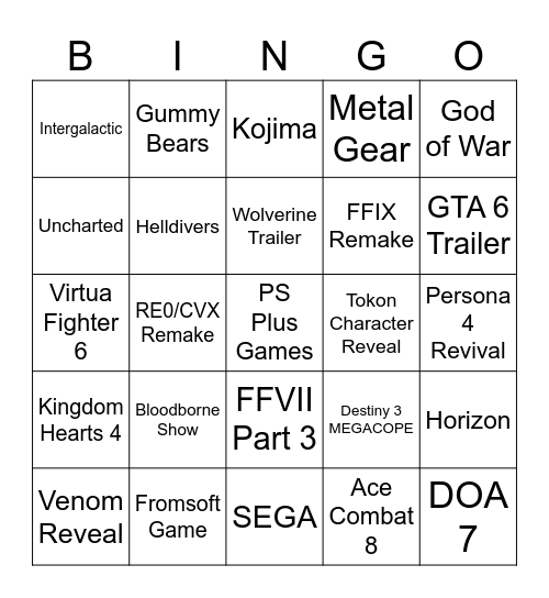 State of Play June 2026 Bingo Card