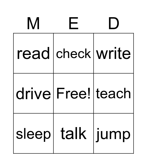 bingo da med Bingo Card
