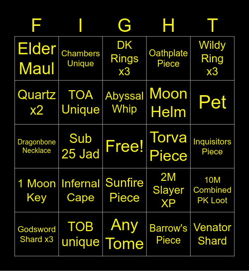 UFC OSRS FREEDOM BINGO 250 Bingo Card