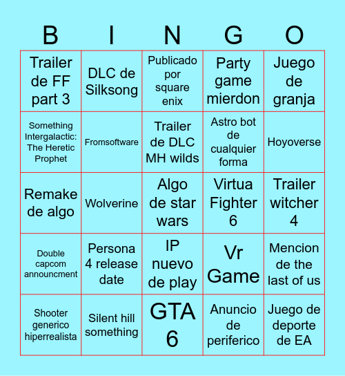 State of Play june two Bingo Card
