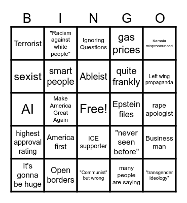 Political Bingo Card