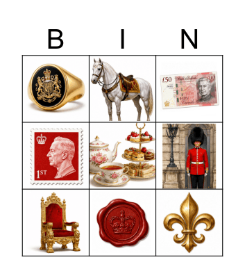 Royalty Bingo Card