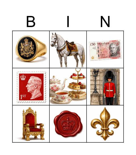 Royalty Bingo Card
