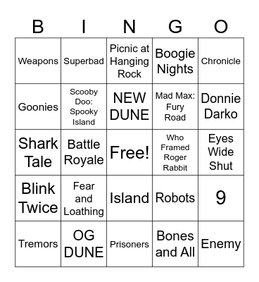 MOVIE BINGO Card