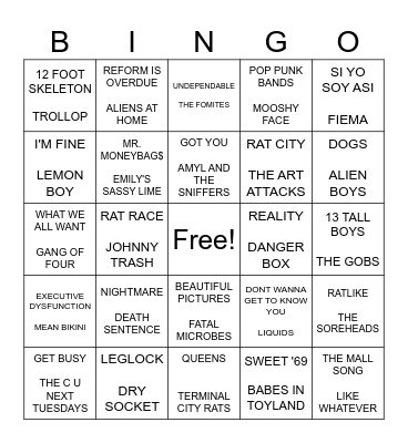 SF PUNK BINGO ROUND 1 Bingo Card