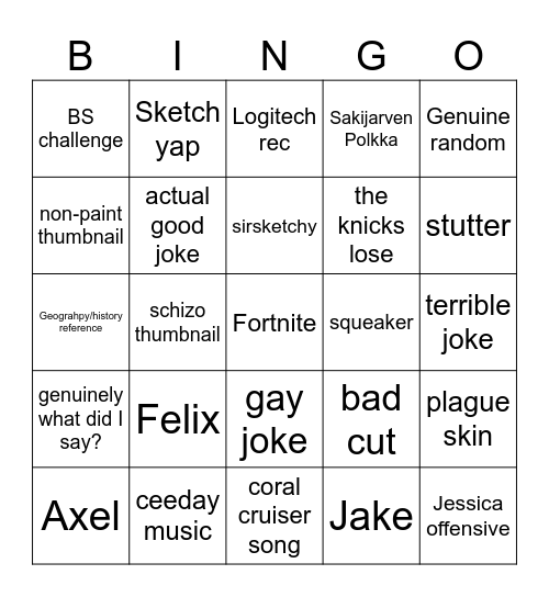 Shoreton bingo Card