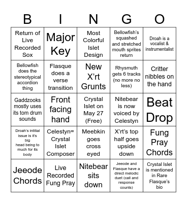 Crystal Islet Bingo Card