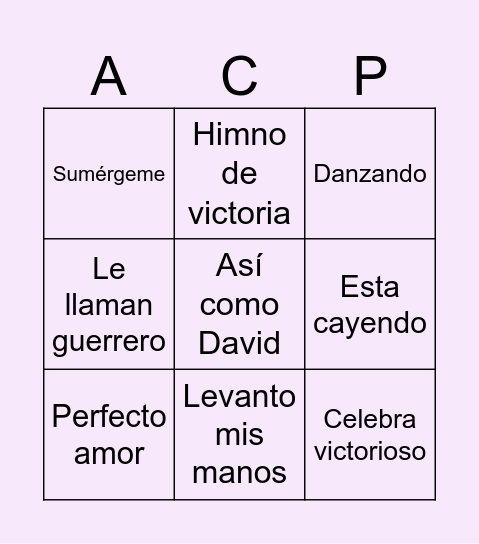 Bingo Alabanzero Bingo Card