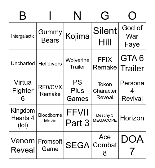 State of Play June 2026 Bingo Card