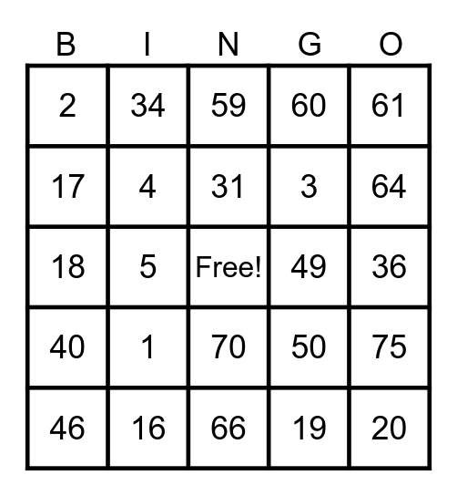 Untitled Bingo Card