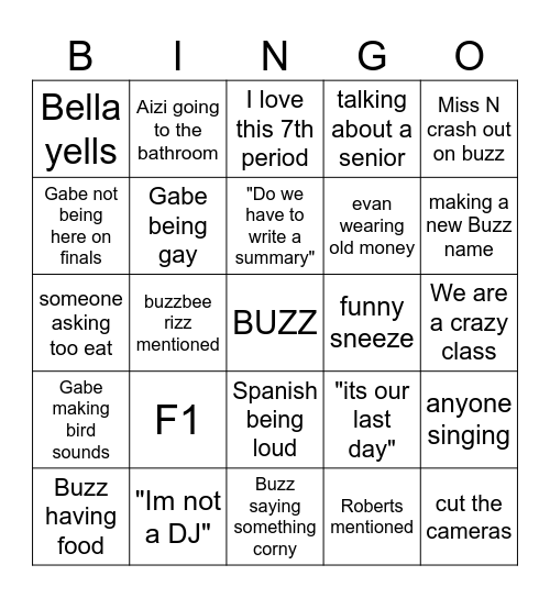 BUZZTAPE LETTERS Bingo Card