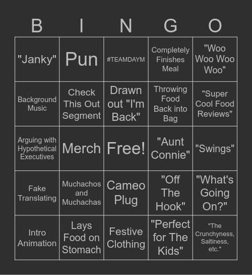 Joey Bingo Card