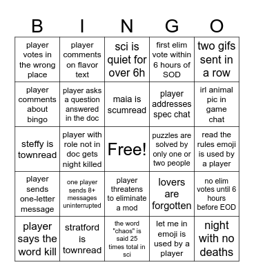 It's ToJ Chaos Bingo! Bingo Card