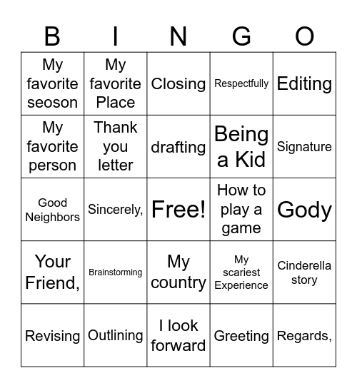 Blossom B Bingo Card