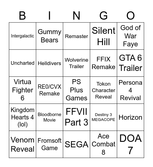 State of Play June 2026 Bingo Card