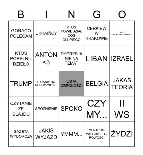 PĘDZIWIATR BINGO 2.0 Bingo Card