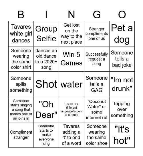 Tavares Birthday Bingo Card