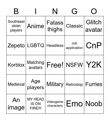 CATALOG AVATAR CREATOR w/ bingo Card