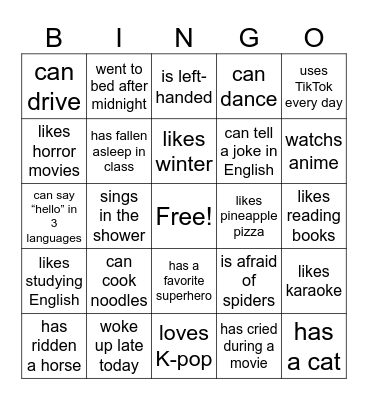 Untitled Bingo Card