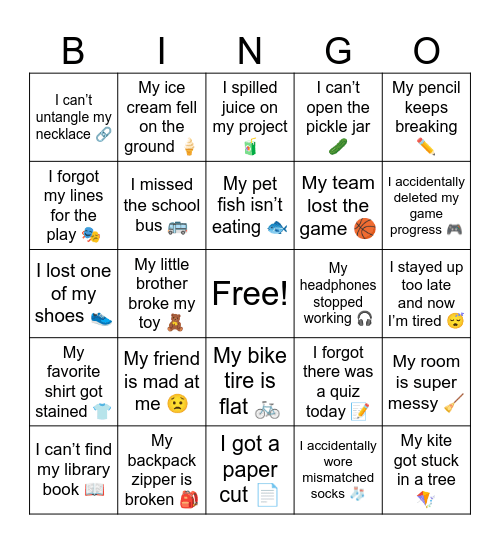 B16 L15 33 Problems Bingo Card