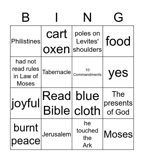 David Returns the Ark Bingo Card