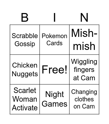 Nathen Market Bingo Card