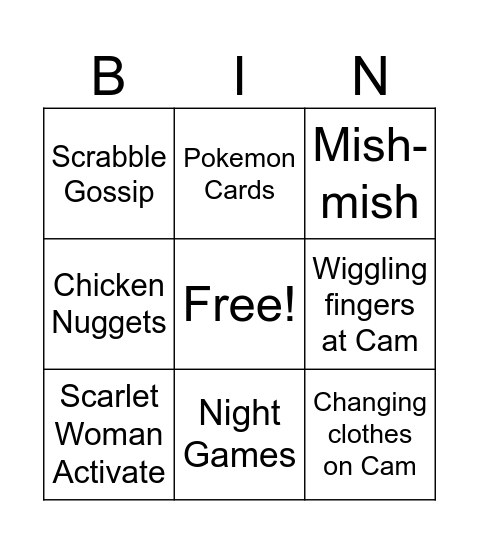 Nathen Market Bingo Card