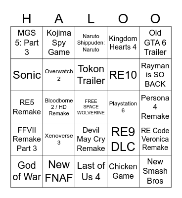 Sony State of Play June 2026 Bingo Card