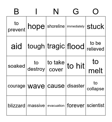 Vocabulary 4.2 Bingo Card