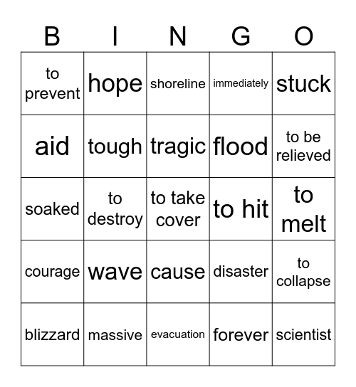 Vocabulary 4.2 Bingo Card