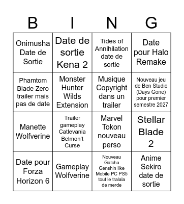State of Play Juin 2026 Bingo Card