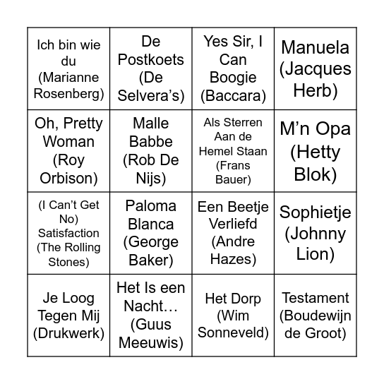 Duynsberg Muziekbingo Card